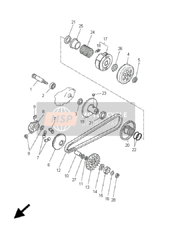 Yamaha CS50-LC JOGR 2005 Embrayage pour un 2005 Yamaha CS50-LC JOGR